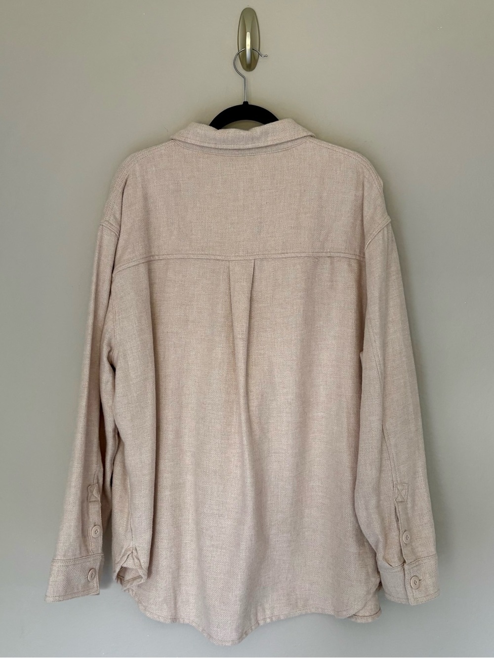 NWT AE American Eagle Oversized Fleece & Love Shacket Tan Sand Beige L - Picture 3 of 10